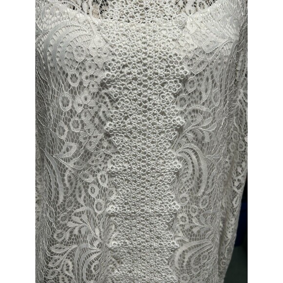 Cable & Gauge Lace Long Sleeve Keyhole Back High Neck Stretch Sz Med Romantic - Picture 12 of 13